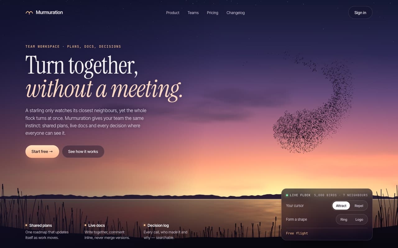 Live murmuration of thousands of birds at dusk