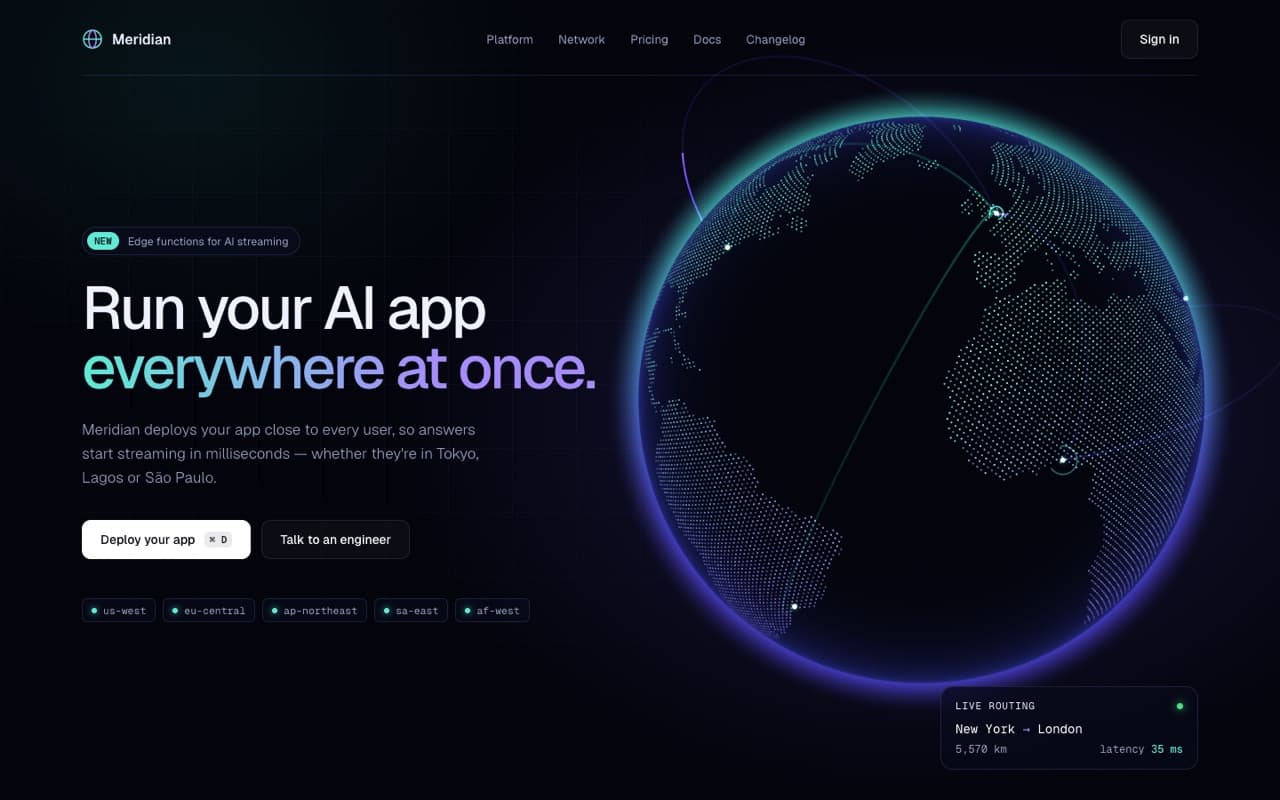Interactive dotted globe with live routes