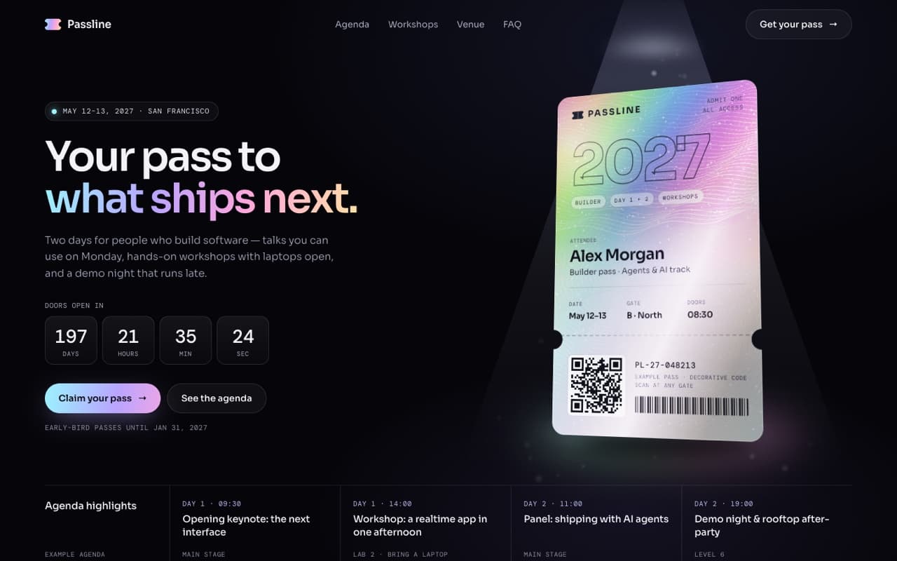 Holographic 3D event ticket (CSS 3D + foil)