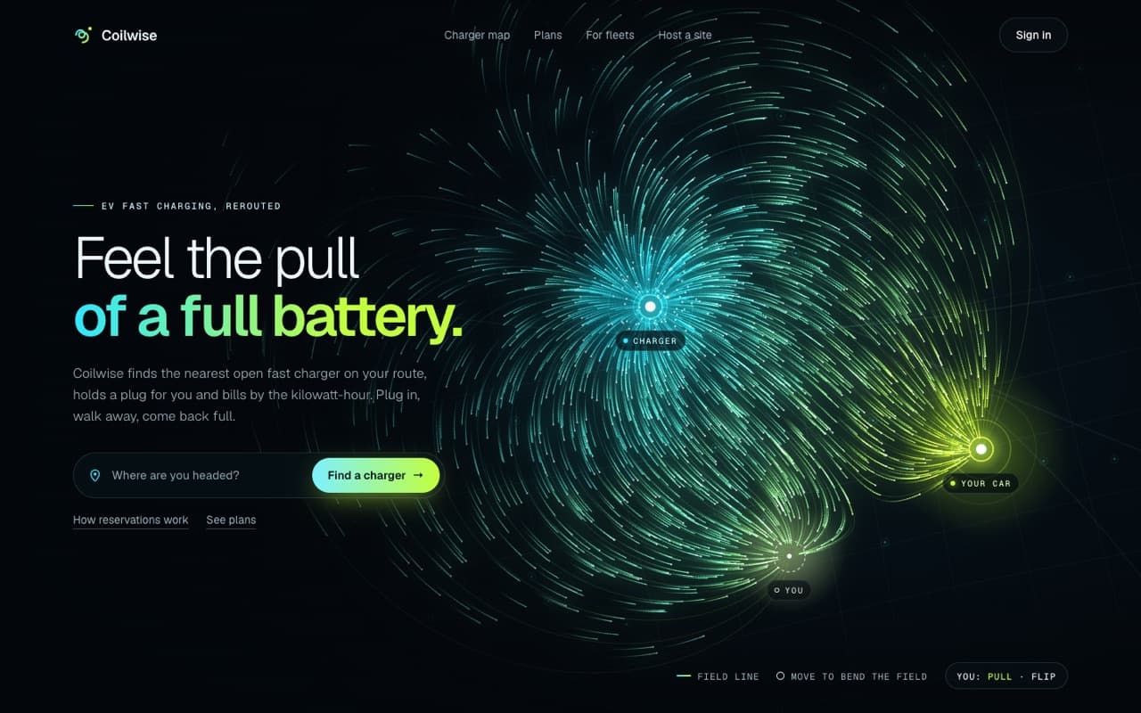 Magnetic field particle hero (Canvas 2D)