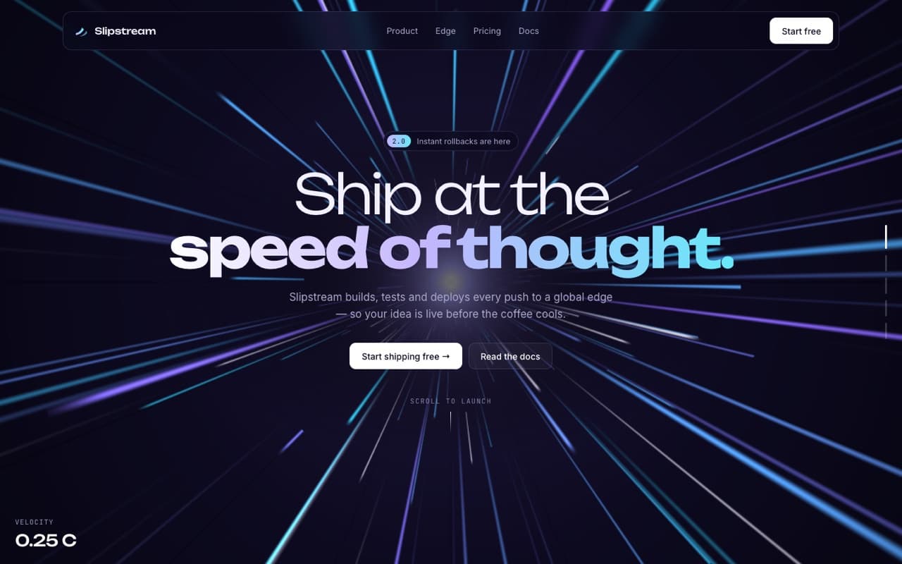 Scroll-driven hyperspace tunnel